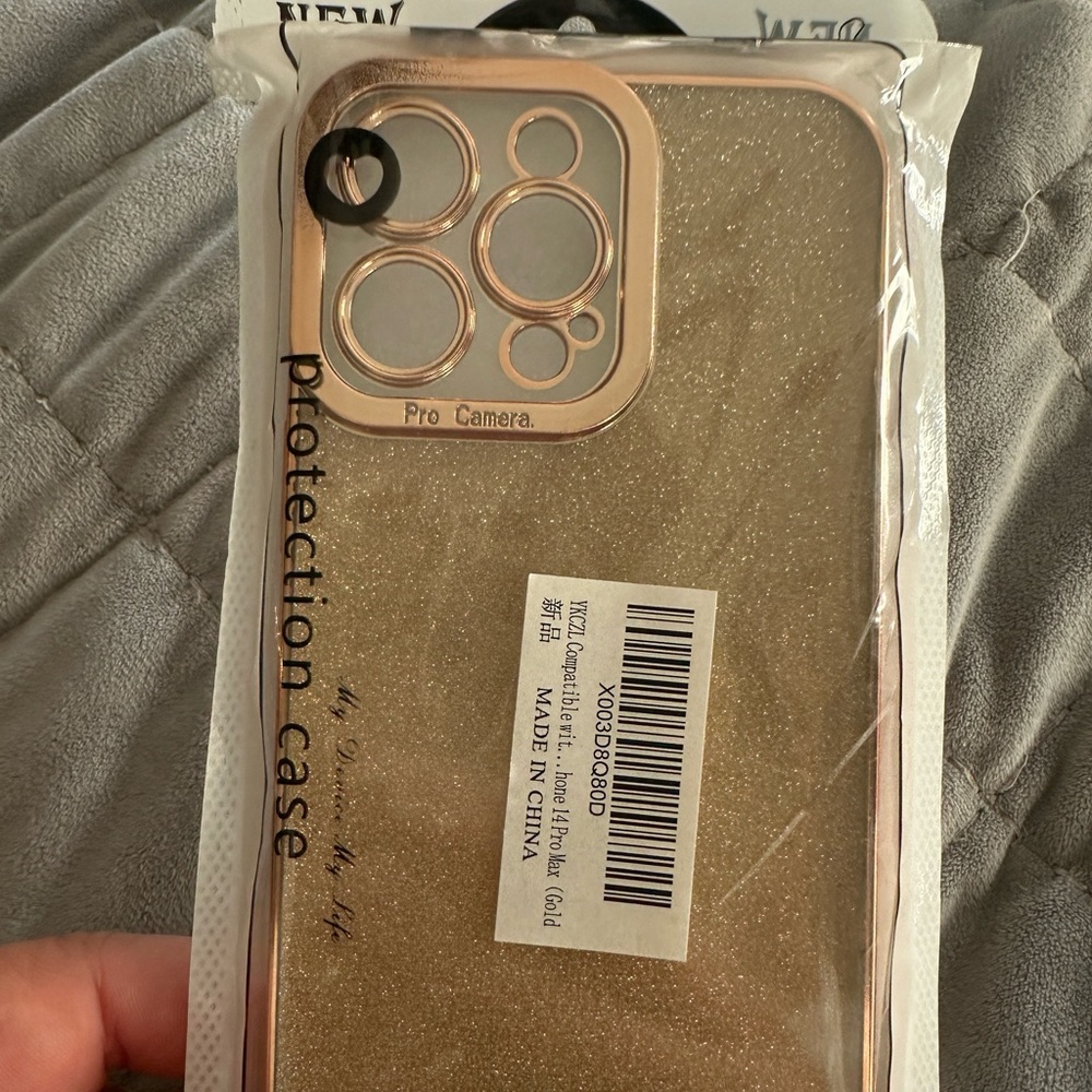 iPhone 14 Pro max phone case gold glittery and rose gold